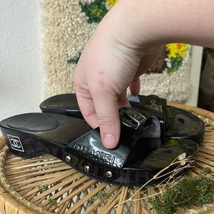 RARE SAMPLE Vintage channel wooden clogs